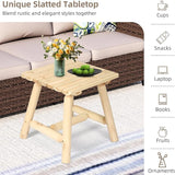 Outdoor Adirondack Log Side Table, 19.5" Thick Wooden Patio Square End Table with Slatted Tabletop - Photo 6