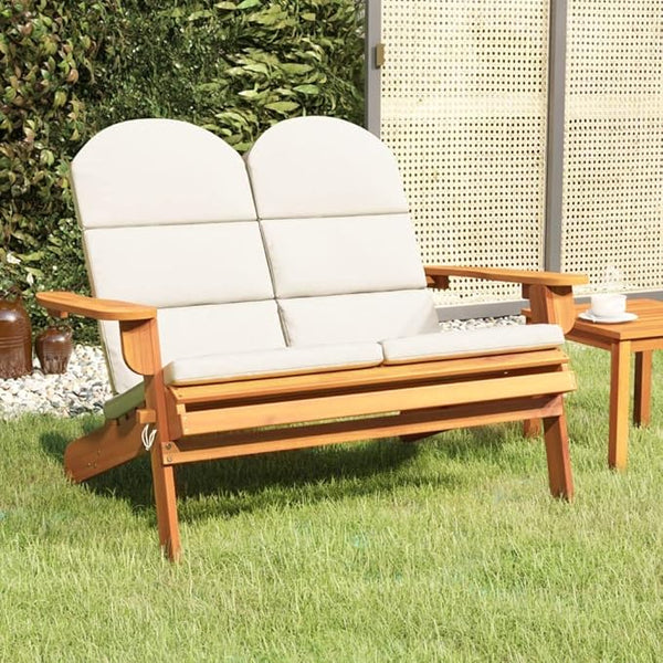 Adirondack Patio Bench with Cushions 49.6 Inch Outdoor Solid Acacia Wood Garden Bench Foldable Backyard Furniture for - Photo 1