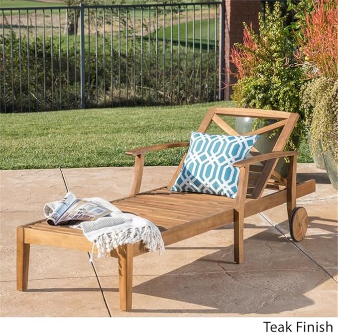 Christopher Knight Home Perla Outdoor Acacia Wood Chaise Lounge, Teak Finish