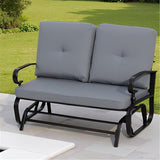 SUNCROWN Outdoor Swing Glider Chair, Patio 2 Seats Loveseat Rocking Chair with Cushions - Photo 9