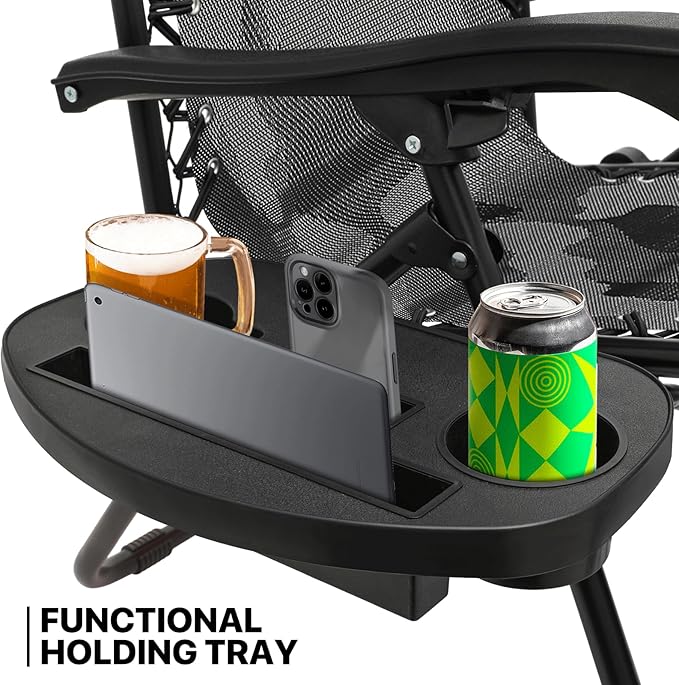 MoNiBloom Zero Gravity Chairs Set of 2, Patio Anti Gravity Recliners with Canopy Shade, Foldable Outdoor Lounger with Cup Holder Tray and Headrest for Beach Camping, Camouflage