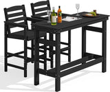 SERWALL Outdoor Bar Set - 2 Adirondack Bar Chairs & Bar Height Table with 1.6" Umbrella Hole - Photo 1