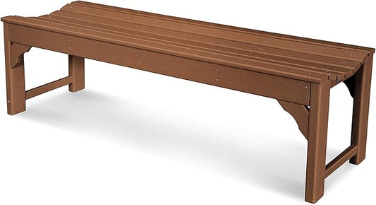 POLYWOOD BAB160TE Traditional Garden 60" Backless Bench, Teak