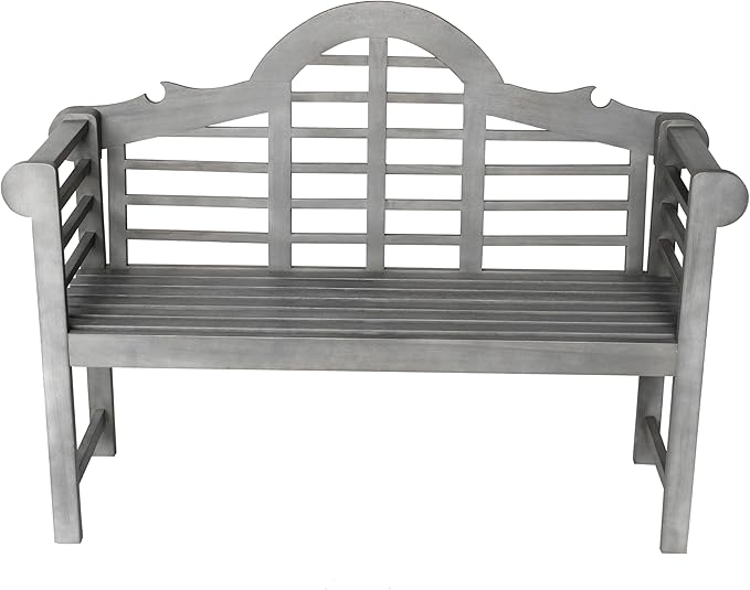 JONATHAN Y BNH103B Lutyens 51.2" 3-Seat Arched 600-Lbs Support Acacia Wood Outdoor Garden Patio Bench for Garden, Lawn, Backyard, Pool, Deck, Beach, Firepit, Gray