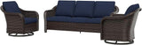 3 Piece Patio Wicker Conversation Set, All-Weather Use Outdoor Wicker Sofa with 2 PE Rattan 360 Swivel Chair - Photo 1