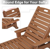 VINGLI HDPE Outdoor Chaise Lounge Chair with Wheels, Patio Lounge Chairs with 5-Position Adjustable Backrest - Photo 5