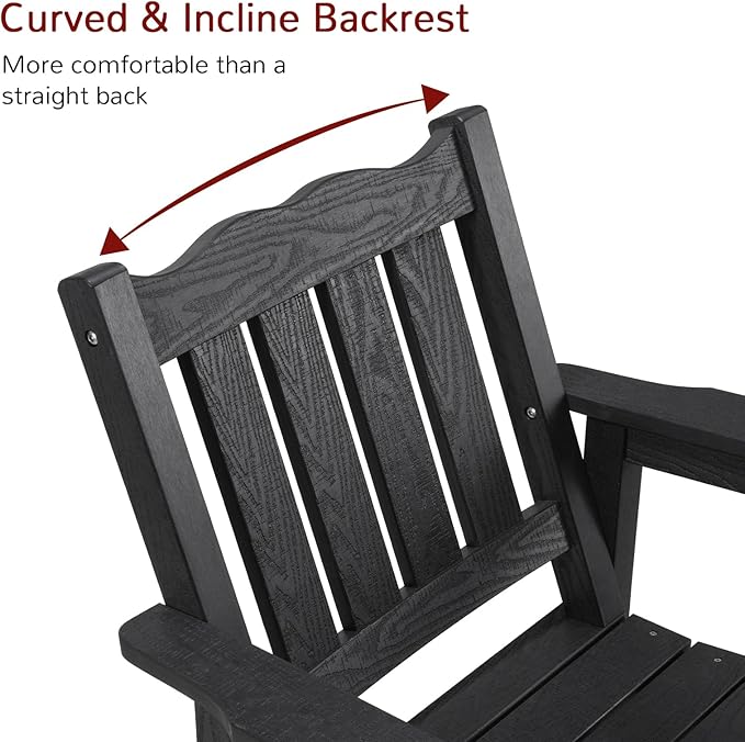 Stoog All-Weather Patio Rocking Chairs Set of 4, Porch Rocker with 400 lbs Weight Capacity, for Both Outdoor and Indoor, Black