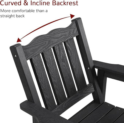 Stoog All-Weather Patio Rocking Chairs Set of 4, Porch Rocker with 400 lbs Weight Capacity, for Both Outdoor and Indoor, Black