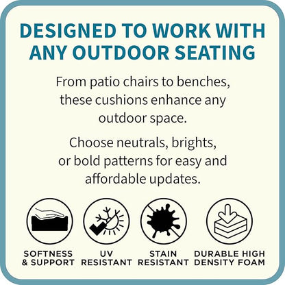 BrylaneHome Tufted Bench Cushion - 45.5" L x 19" W x 3" H- Patio & Outdoor - Water, Stain & Fade Resistant - Daelyn Cherry