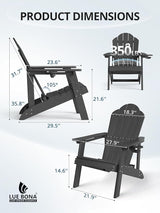 LUE BONA HDPE Adirondack Chairs Set of 8 - Weather Resistant Outdoor Seating with Cup Holder, Ideal for Patio, Deck - Photo 2