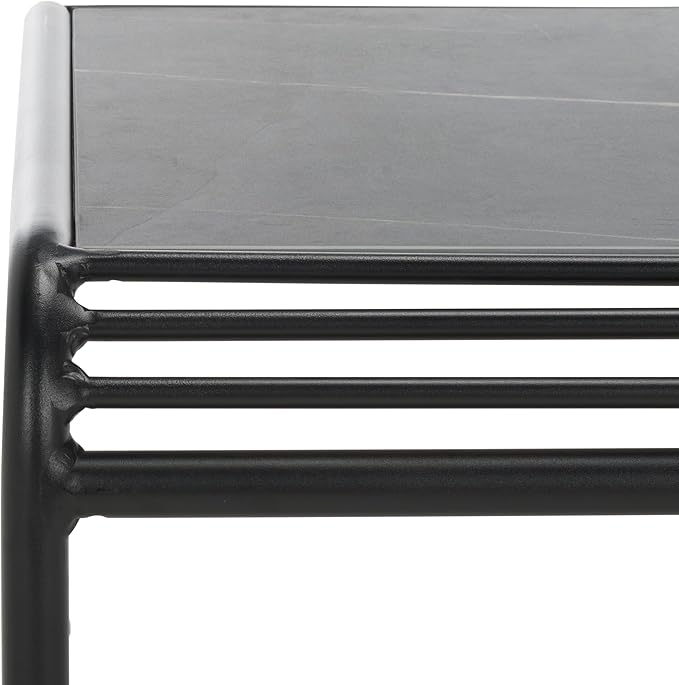 SAFAVIEH Outdoor Patio Furniture Core Black Metal & Sintered Stone Coffee Table (Fully Assembled)