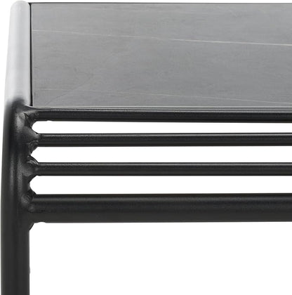 SAFAVIEH Outdoor Patio Furniture Core Black Metal & Sintered Stone Coffee Table (Fully Assembled)