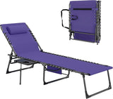 Outsunny Folding Chaise Lounge Chair Outdoor Tanning Chair with Side Table - Photo 1