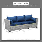 Rattaner Outdoor Furniture Outdoor Couch Grey Wicker Patio Furniture 3-seat Sofa Deep Seat Hight Backrest with - Photo 3