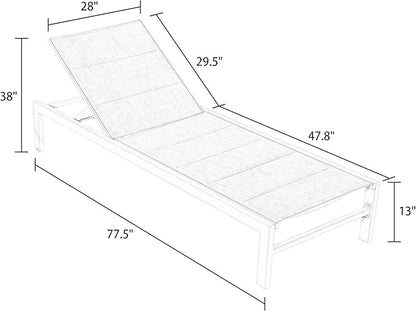 2 Pieces Patio Aluminum Chaise Lounge Chairs Quick Dry Foam Padded Reclining Chairs with 5-Position Adjustable Backrest,Beige,NPT-580043D-T