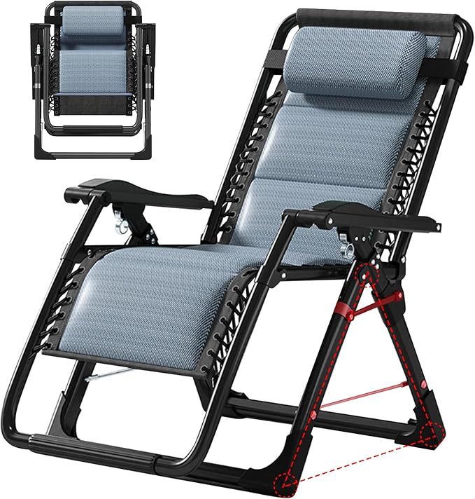 MOPHOTO Zero Gravity Chair, Outdoor Padded Lounge Chair with Side Table, Zero Gravity Recliner Chair, Outdoor Reclining Chair, Sturdy & Comfortable, Supports up to 440lbs