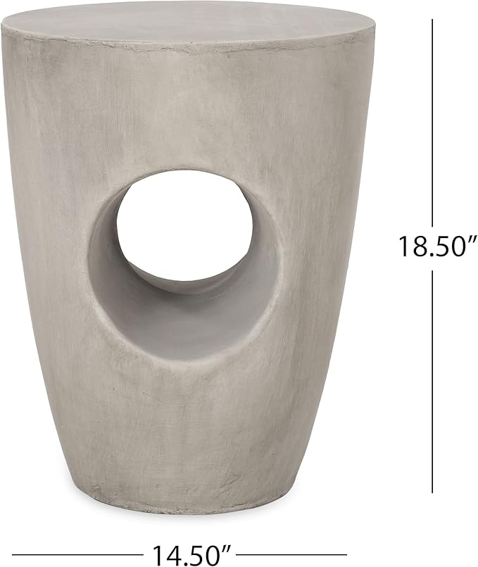 Samuel Indoor Contemporary Lightweight Concrete Accent Side Table - Photo 3