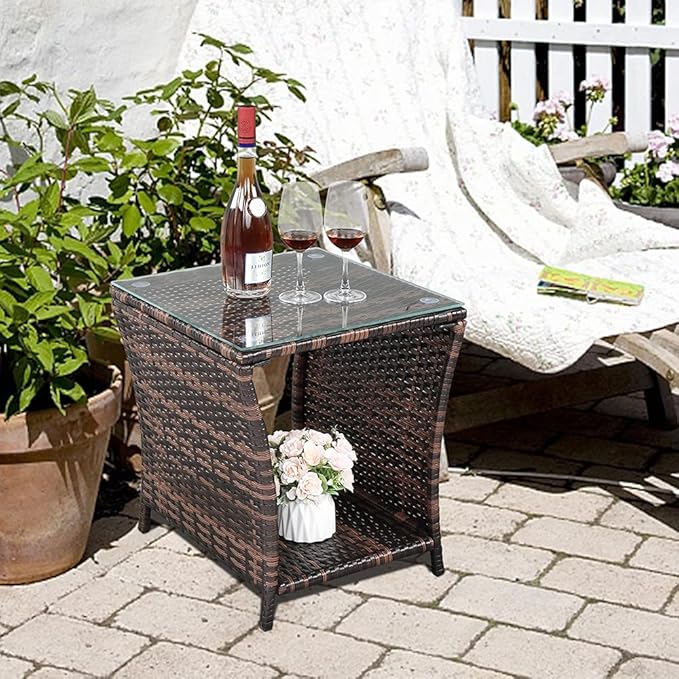 HomVent Patio Wicker Rattan Side Table - Photo 2