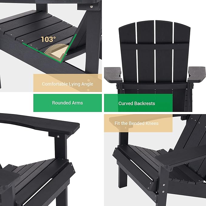 Adirondack Chairs, Plastic Adirondack Chair, All-Weather Resistant Adirondack Chairs, Widely Used in Outdoor, Fire Pit, Deck, Outside, Garden