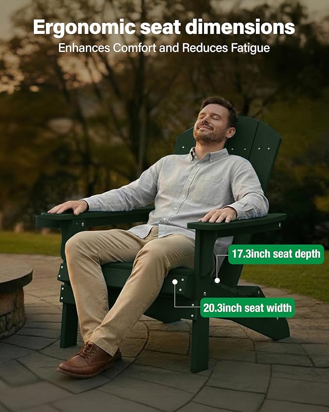YEFU Adirondack Chair, Oversized Plastic Adirondack Chair Folding Outdoor Chairs with Cup Holder - Photo 4