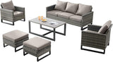 Rilyson Wicker Outdoor Patio Furniture Set - 6 Piece Patio Conversation Set with 2 Armrest Chairs, 2 Rattan Ottoman - Photo 6