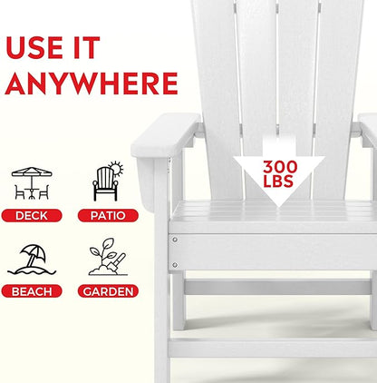 Costaelm Kids Lawn Chair Set of 2, Toddler Outdoor Chair Kids Patio Furniture and Outdoor Children Picnic Activity Baby Adirondack Chairs Set of 2 for Garden, Patio, Backyard & Beach, White