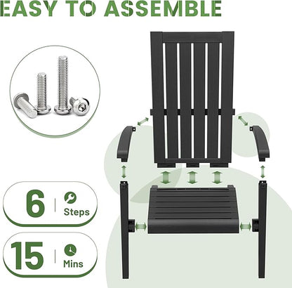 NUNU LAB Outdoor Adirondack Chair, HDPE Plastic Patio Chairs for All Weather,Modern Fire Pit Chair, Outdoor Lawn Chairs for Deck, Porch, Backyard, Garden Adirondack Chairs