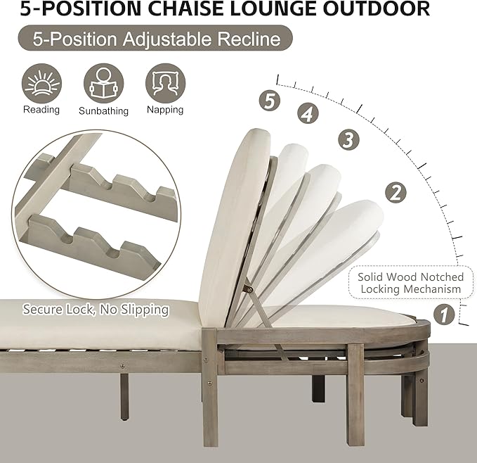 Merax Luxury Outdoor Chaise Lounge Chairs with 4 Inch Thick Cushions - Photo 3
