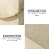 COSIEST Set of 2 Concrete Side Table, Rectangular Outdoor Side Table w Hemp Rope Handles - Photo 6