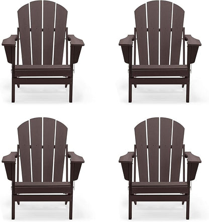 WO WESTIN OUTDOOR HDPE Laguna Outdoor Folding Poly Adirondack Chair (Set of 4), Dark Brown