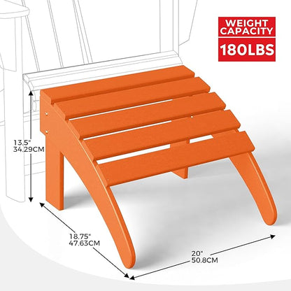 Costaelm Adirondack Chair Footrest Foldable Ottoman, Folding Ottoman Outdoor Foot Rest for Patio Waterproof, Adirondack Ottoman Outdoor, Orange