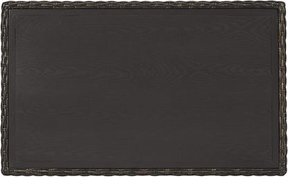 Signature Design by Ashley Grasson Lane Outdoor Wicker Cocktail Table with Aluminum Frame, Brown