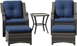 Wicker Patio Furniture Set - 5 Piece Rattan Outdoor Conversation Sets with 2 Wicker Patio Chairs, 2 Ottomans - Photo 7