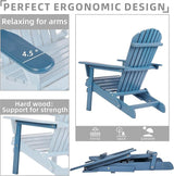 Outdoor Wooden Folding Adirondack Chair with Retractable Ottoman - Photo 4