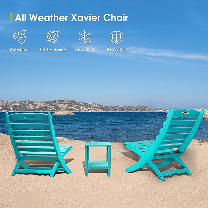 GREENVINES Folding-Xavier-Chairs Set of 4 | Wave | Portable Adirondack-Chair | HDPE Plastic | All Weather Fire-Pit Chair - Photo 5