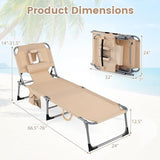Giantex Face Down Tanning Chair, Folding Beach Lounge Chair w/ 4-Position Adjustable Backrest - Photo 3