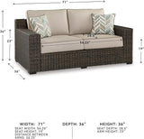 Signature Design by Ashley Coastline Bay Casual Weather Resistant Outdoor Loveseat with Cushion and 2 Throw Pillows - Photo 3