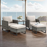 Wicker Outdoor Patio Furniture Set - 5 Piece Patio Conversation Set with 2 Wicker Armrest Chairs - Photo 1
