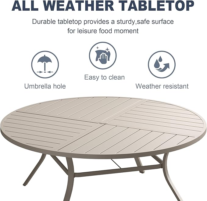VICLLAX 60" Round Patio Dining Table for 8-10 - Photo 4