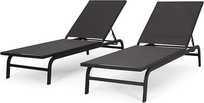 Outdoor Chaise Lounge (Set of 2) (Dark Grey)