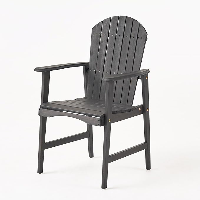 Harper & Bright Designs Outdoor Weather Resistant Acacia Wood Adirondack Dining Chairs (Set of 2), Dark Gray Finish