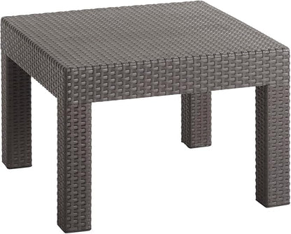 DIMAR GARDEN Patio Coffee Table Resin Outdoor Side Table Square End Table,22.8in Mocha