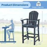Tangkula Outdoor Tall Adirondack Chair 30 Inches Seat Height, HDPE Bar Height Patio Chair with High Backrest - Photo 3