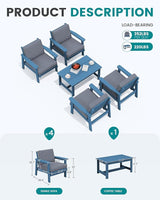 SERWALL Outdoor Patio Furniture Set, 5 Piece HDPE Patio Conversation Sets - Photo 2