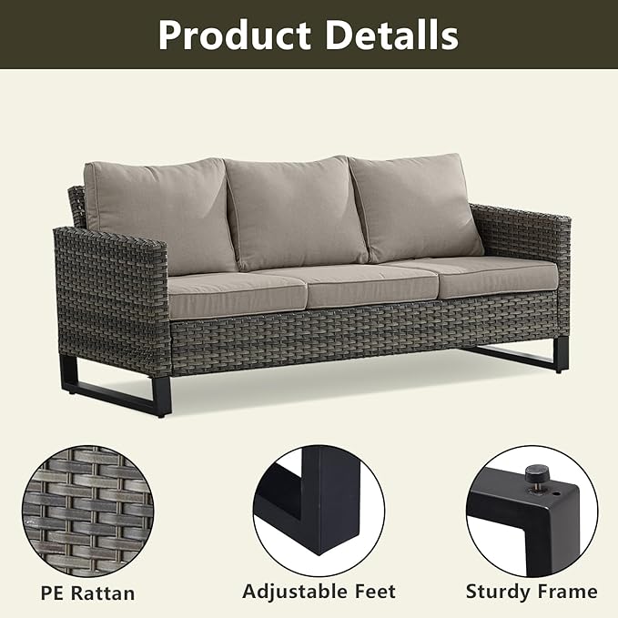 Rilyson Wicker Outdoor Patio Furniture Set - 5 Piece Patio Conversation Set with 2 Wicker Armrest Chairs - Photo 3