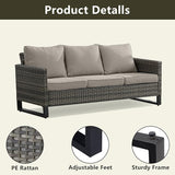 Rilyson Wicker Outdoor Patio Furniture Set - 5 Piece Patio Conversation Set with 2 Wicker Armrest Chairs - Photo 3