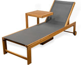 JONATHAN Y LNG1100A-2SET Trabuco Coastal Modern Acacia Wood Mesh 3-Position Outdoor Chaise Lounge Set with Side Table - Photo 1