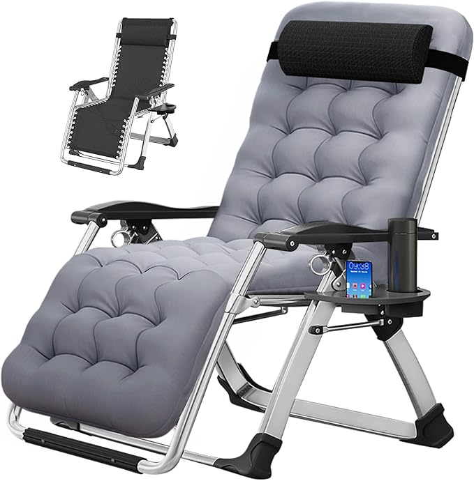 MOPHOTO Zero Gravity Chair, Outdoor Padded Lounge Chair with Side Table, Zero Gravity Recliner Chair, Outdoor Reclining Chair, Sturdy & Comfortable, Supports up to 440lbs