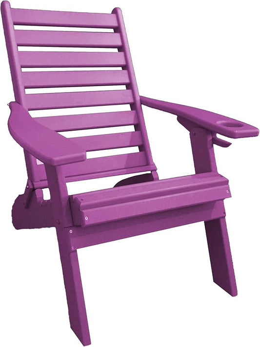 Furniture Barn USA Farmhouse Collection Poly Ladderback Folding Adirondack Chair, Bright Purple