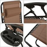 2PCS Outdoor Zero Gravity Chair Set, Reclining Chair w/Adjustable Backrest & Removable Pillow - Photo 3